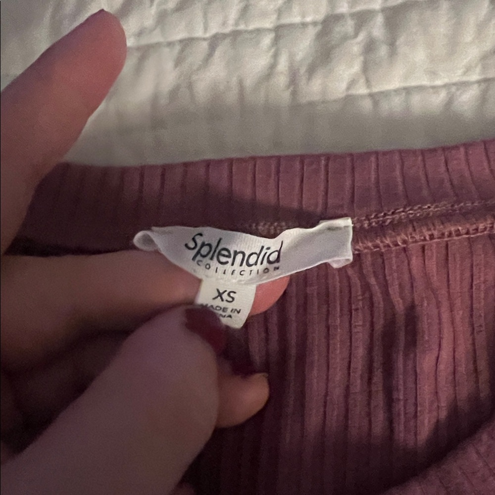 Splendid Ribbed Mauve Top - Picture 2 of 6